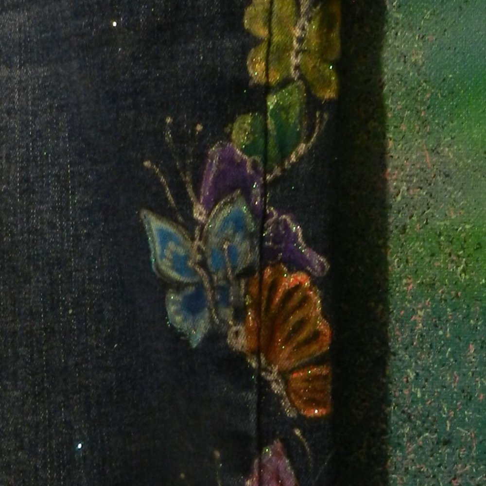 OOAK Metamorphosis butterfly statement jeans hand painted artisan denim SMALL - Picture 11 of 16